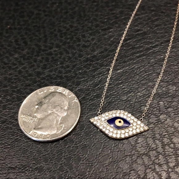 Sterling Silver, Evil Eye🧿 Necklace, w/ Crystals - Picture 3 of 8